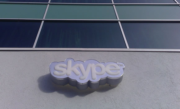 Skype chat logo on company building