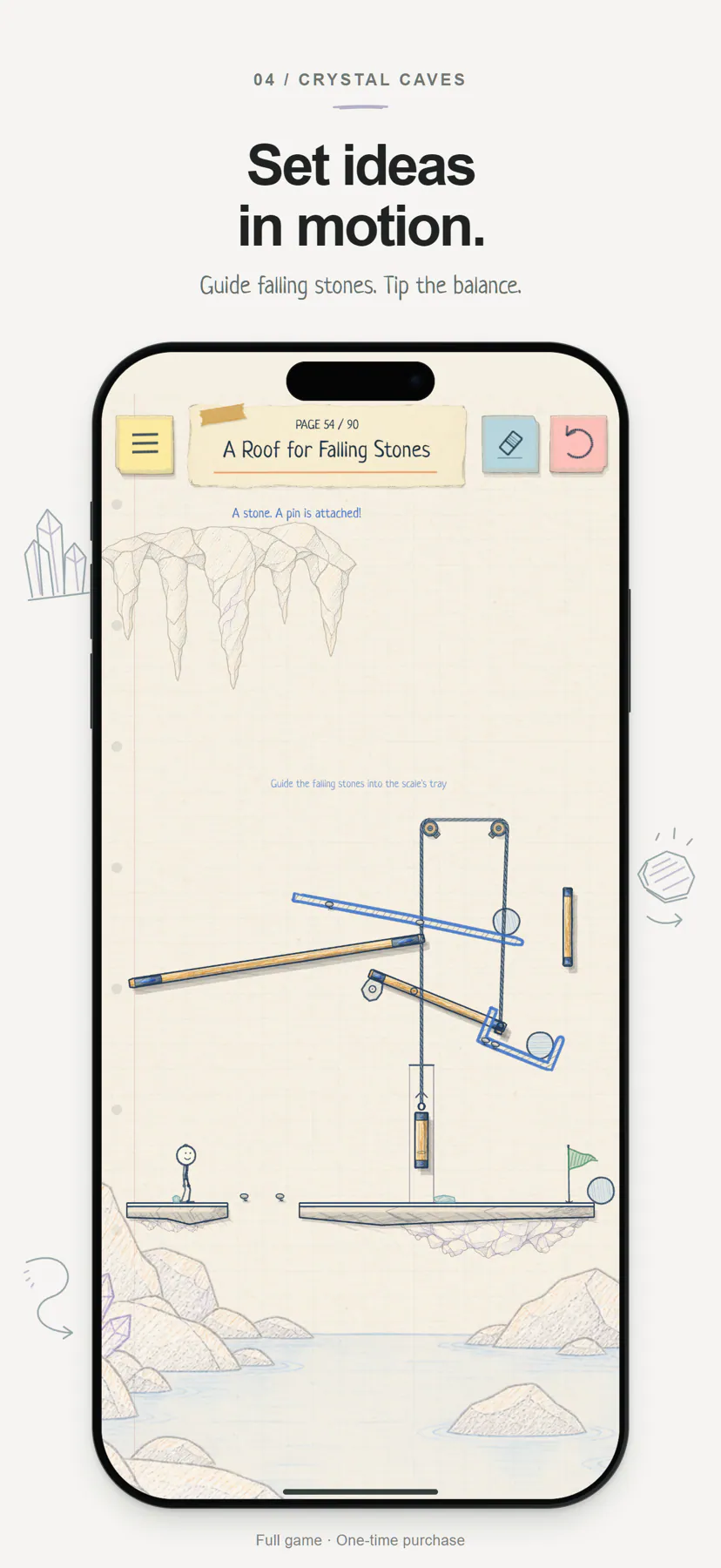 Doodle, Please! publisher screenshot showing its paper world and physics obstacles.
