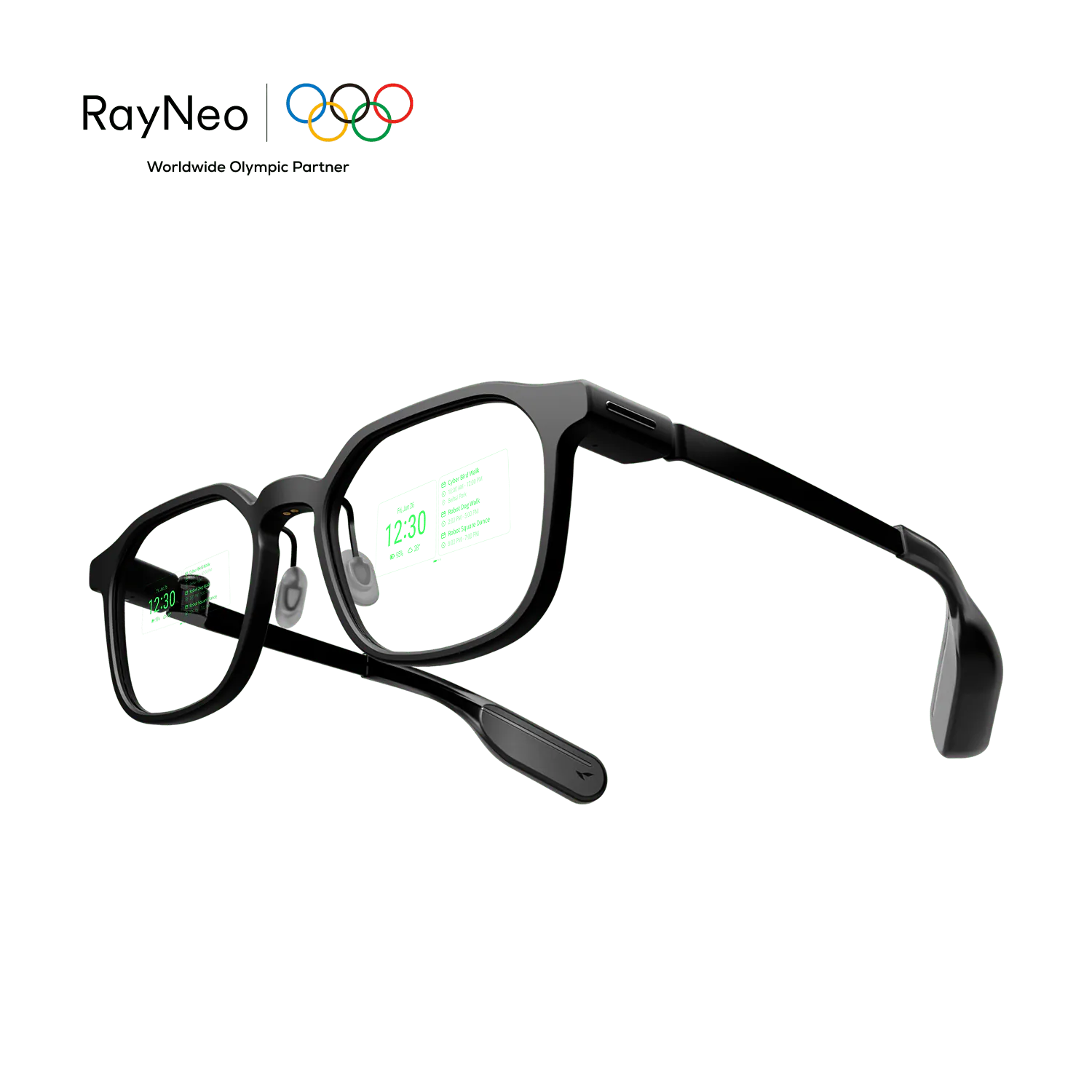 RayNeo iO smart glasses with a transparent information display