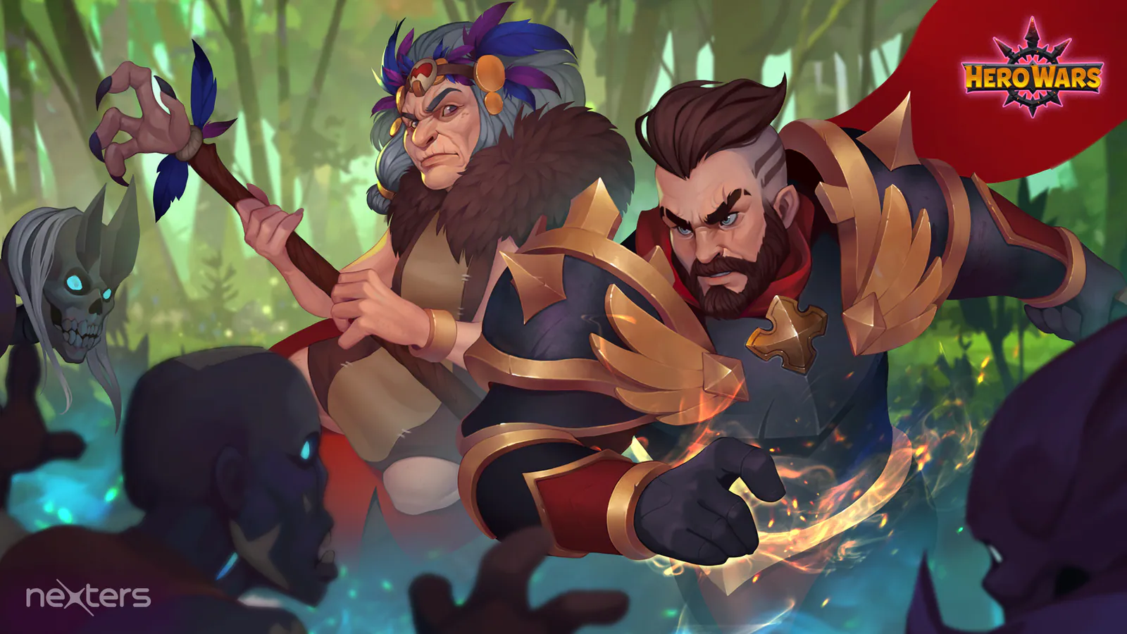 Official Hero Wars artwork showing Martha and another hero in battle