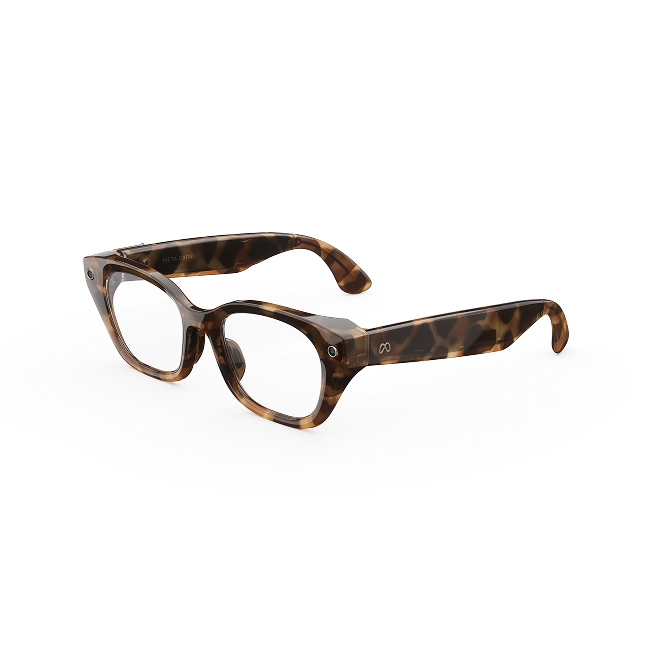 Meta Capri glasses in Espresso Tortoise with Clear lenses