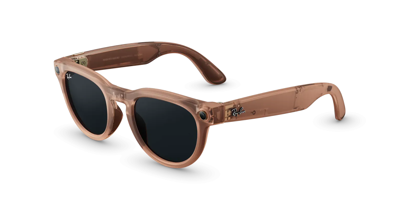 Ray-Ban Meta Headliner Gen 2 smart glasses in matte transparent peach with Grey Transitions lenses