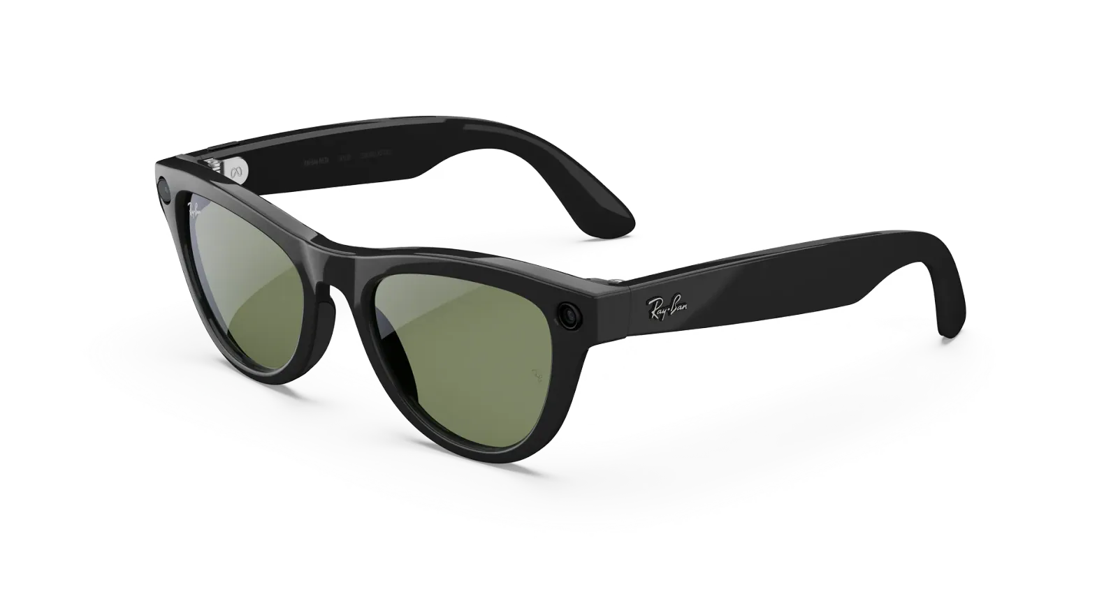 Ray-Ban Meta Skyler Gen 1 smart glasses in shiny black with green lenses