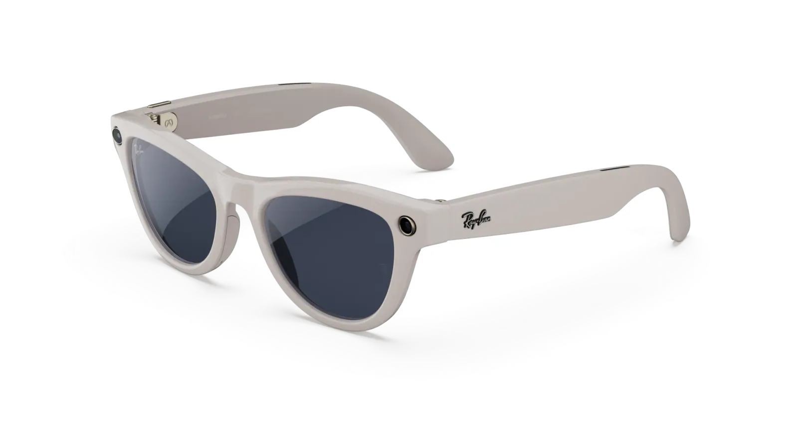 Ray-Ban Meta Skyler Gen 2 smart glasses in shiny chalky grey with Sapphire Transitions lenses
