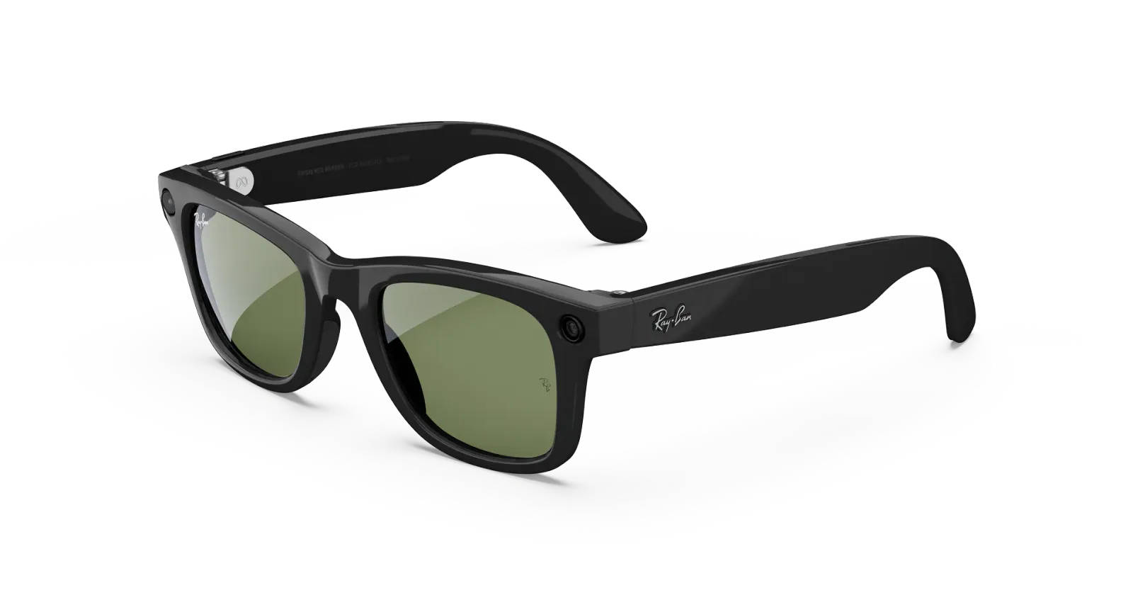 Ray-Ban Meta Wayfarer Gen 1 smart glasses in shiny black with green lenses