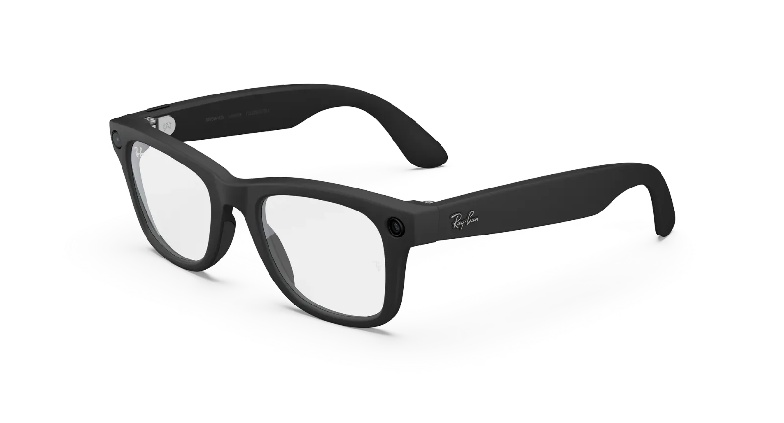 Ray-Ban Meta Wayfarer Gen 2 smart glasses in matte black with clear lenses